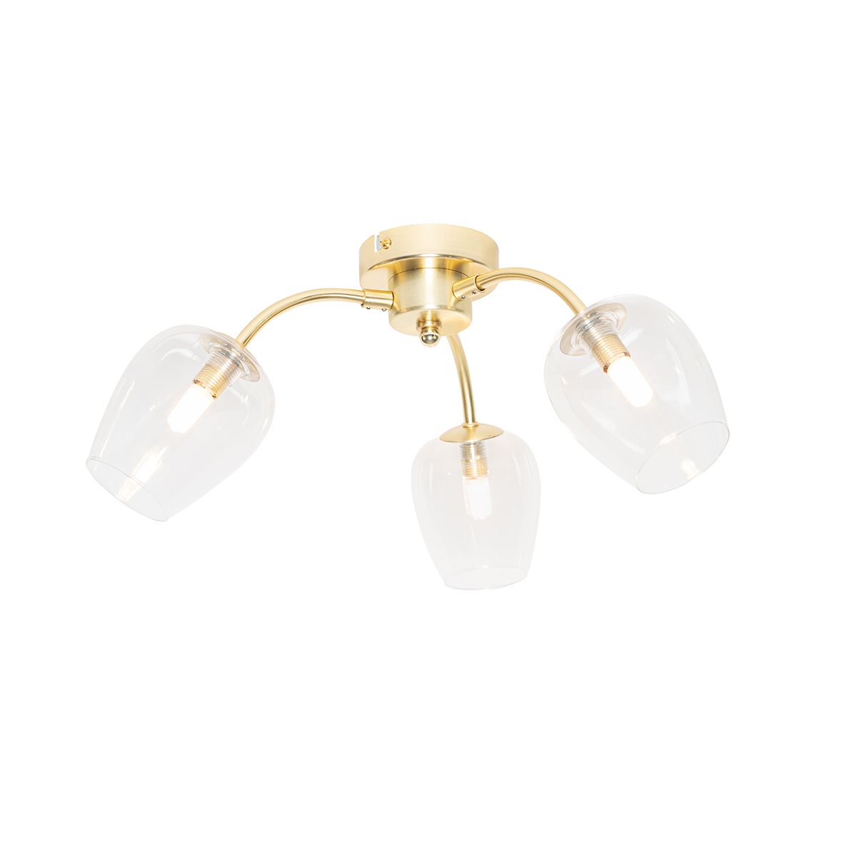 Klassieke plafondlamp goud met glas 3-lichts - Elien