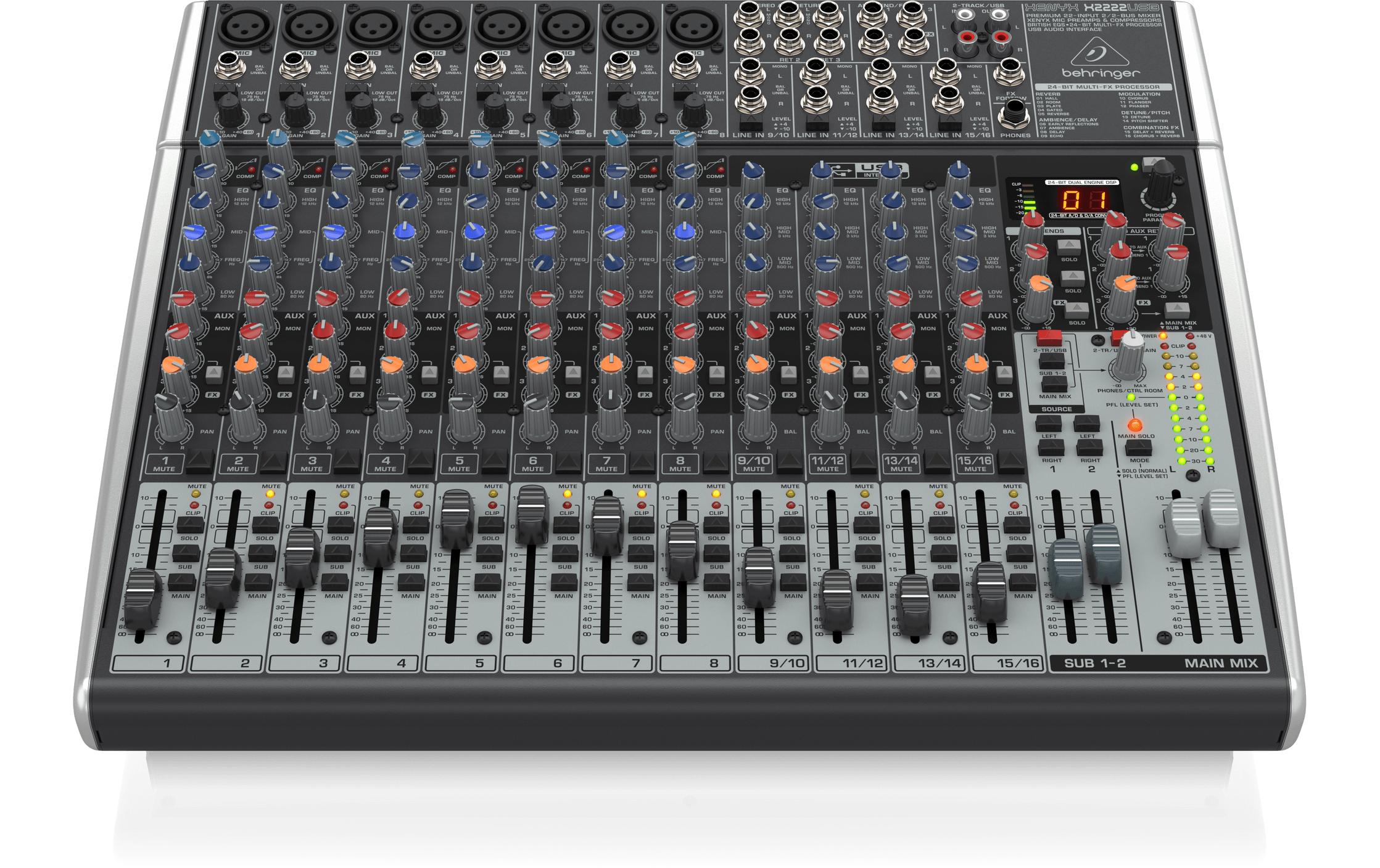 Mischpult XENYX X2222USB<br>22-Kanal Analogmischpult mit integriertem USB-Audiointerface