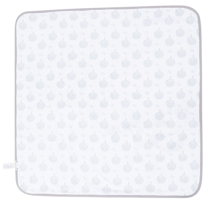 Couverture en jersey et ottoman 80x80 cm - Blanc
