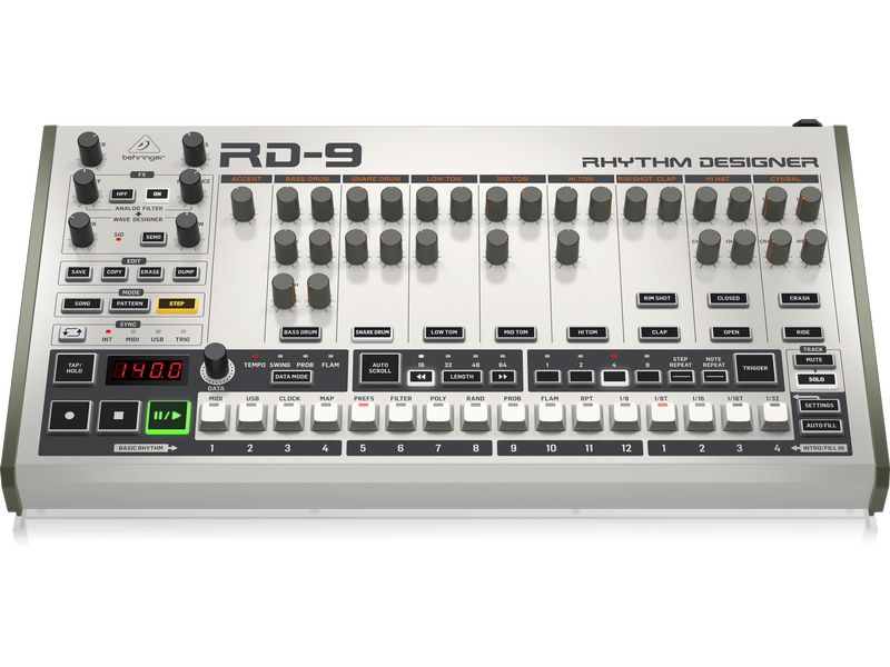 Behringer Drum Machine RD-9 Klassische Drum-Machine mit analoger und digitaler Klangerzeugung
