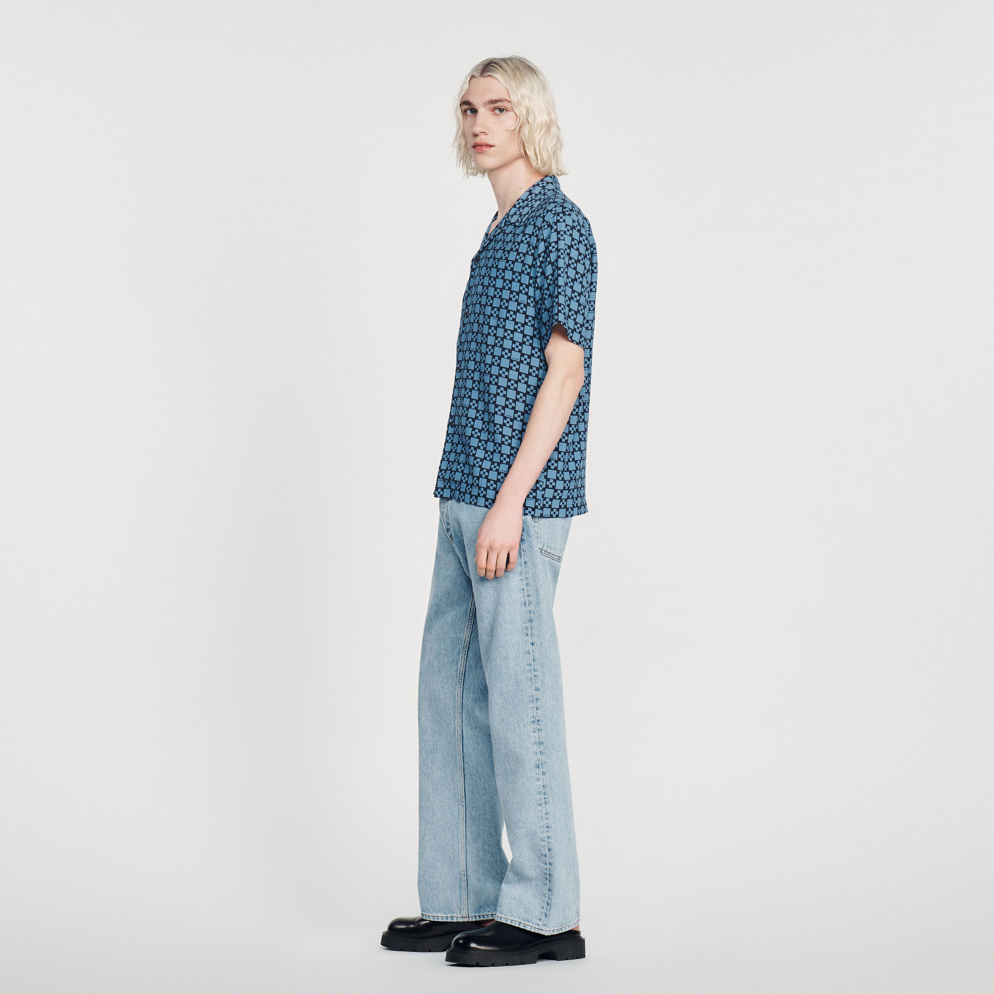 Chemise fluide á manches courtes Homme