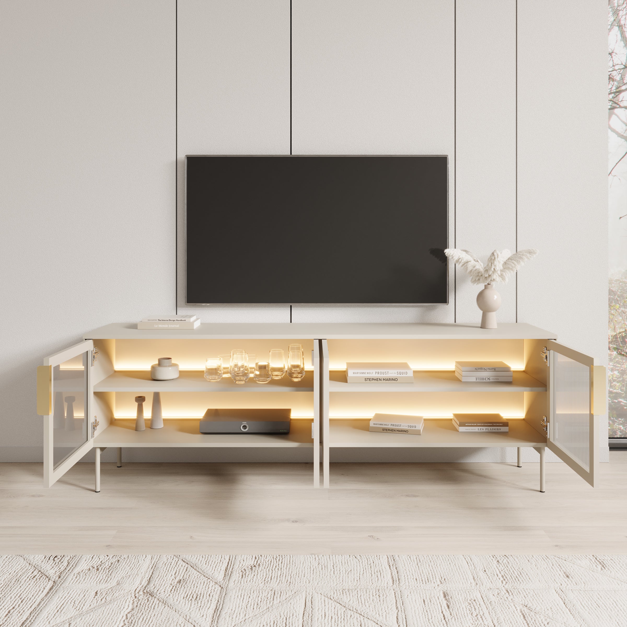 Lomo - TV-Meubel - Beige - 181x39x62 cm