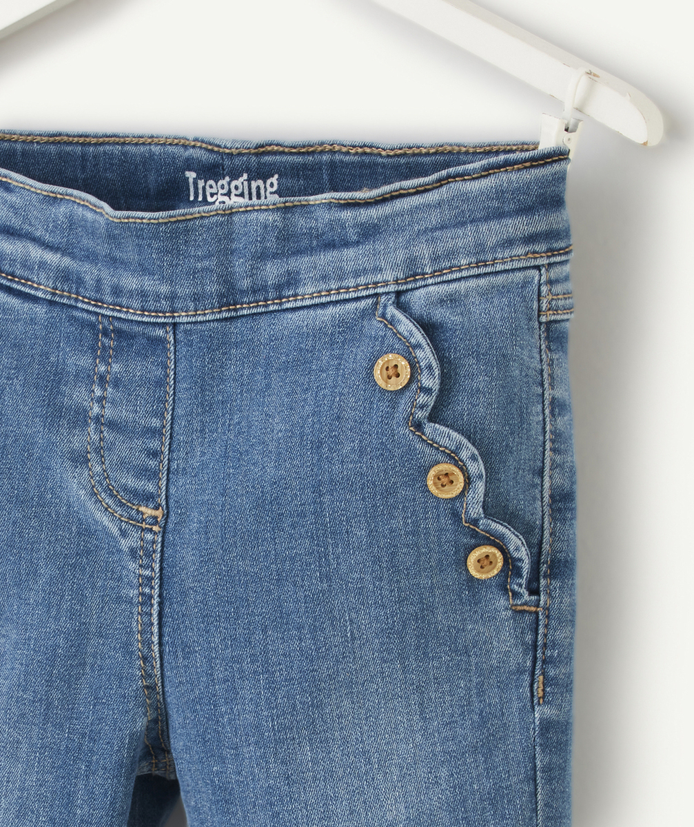 PANTALON TREGGING FILLE EN DENIM BLEU LOW IMPACT ET BOUTONS