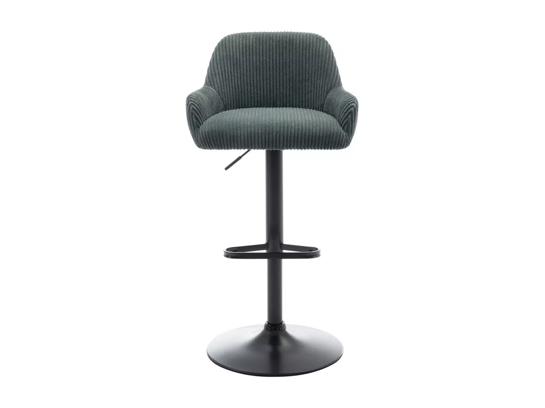 Lot de 2 tabourets en velours côtelé et métal noir - Hauteur réglable - Vert - LILIYA