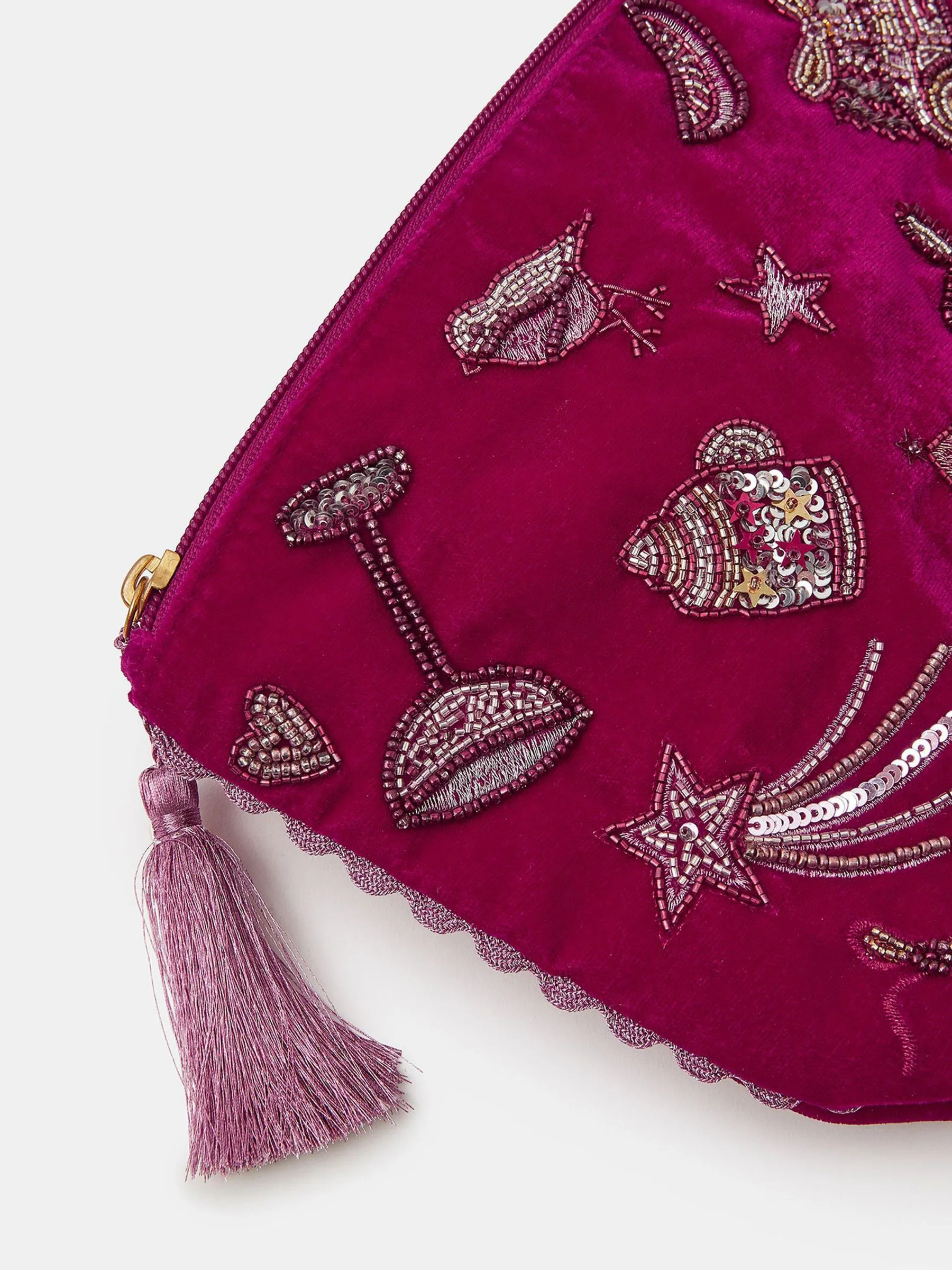 Accessorize Large Christmas Embellished Velvet Pouch