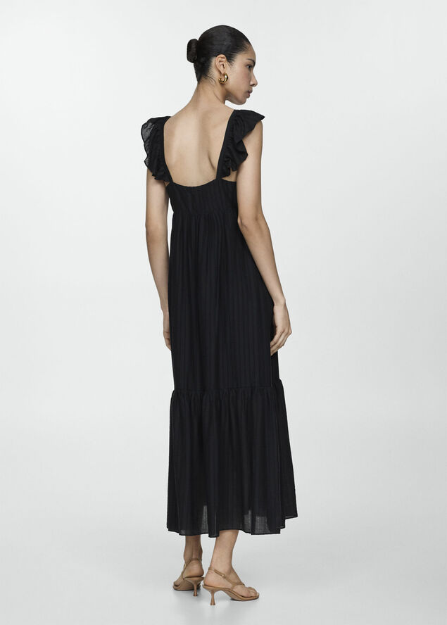 MANGO Ruffled printed dress Black