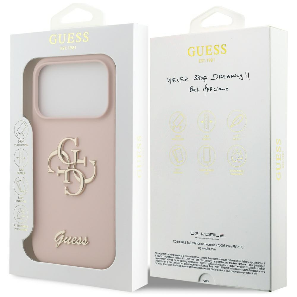 iPhone 17 Pro Silikon Hardcase Hülle Big 4G Script (GUHCP17LSC4GSMP) - Rosa