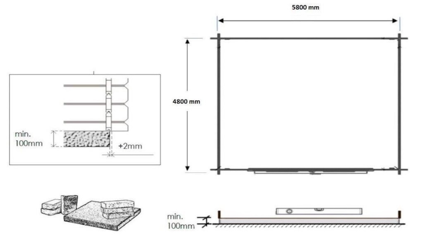 Abri de jardin en bois - 30m2 - 6x5m - ep. 40mm - couleur: naturel