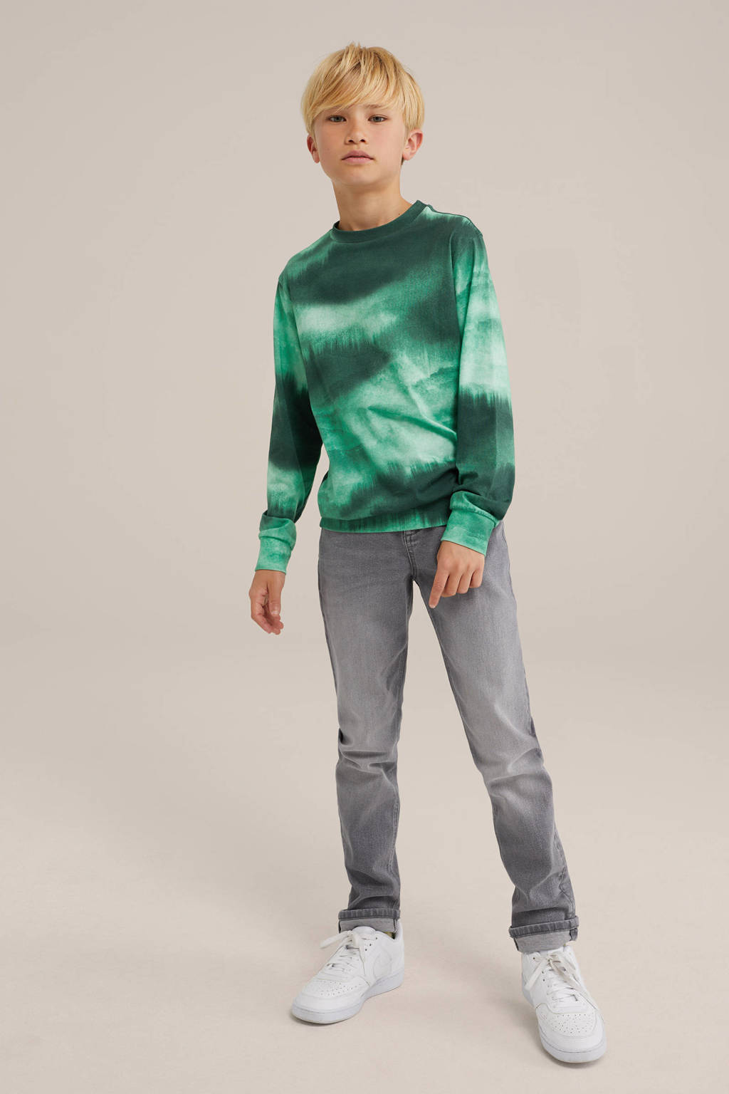 WE Fashion tie-dye longsleeve groen