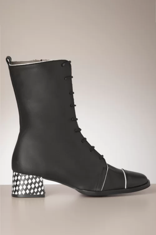 Nemonic Liberty Lace Up laarsjes in zwart