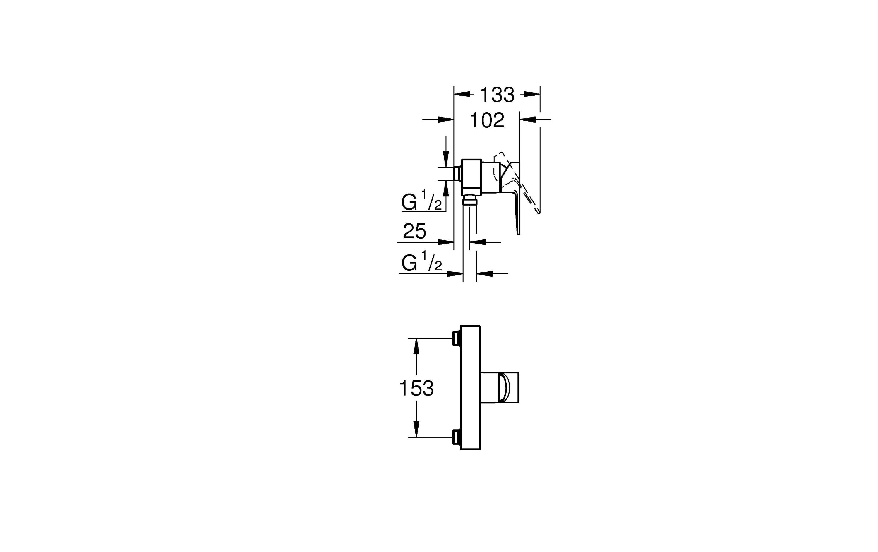 Duscharmatur Lineare 153 mm, 1/2
