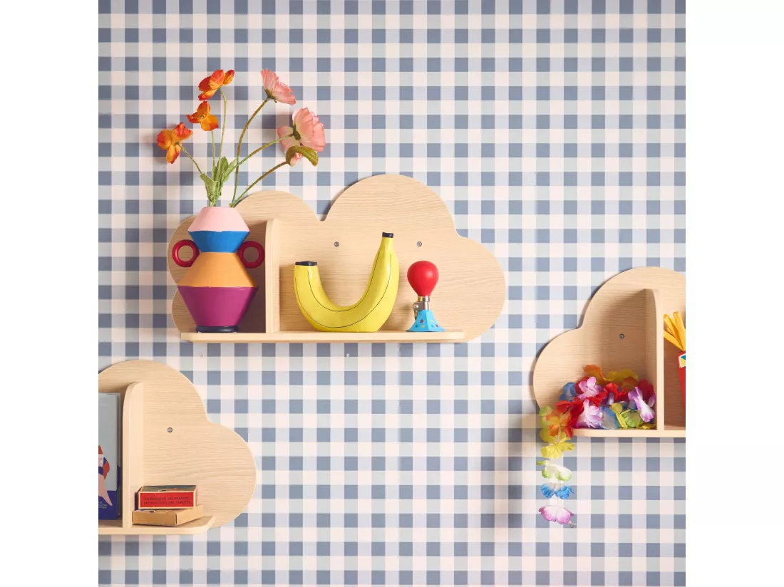 Lot de 3 étagères murales couleur naturelle nuage pour chambre enfant