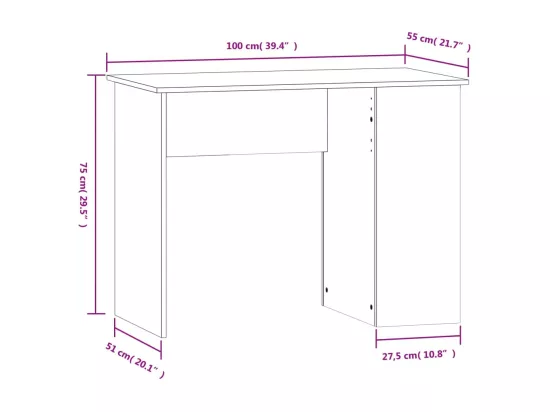 Bureau Blanc 100x55x75 cm Bois d'ingénierie