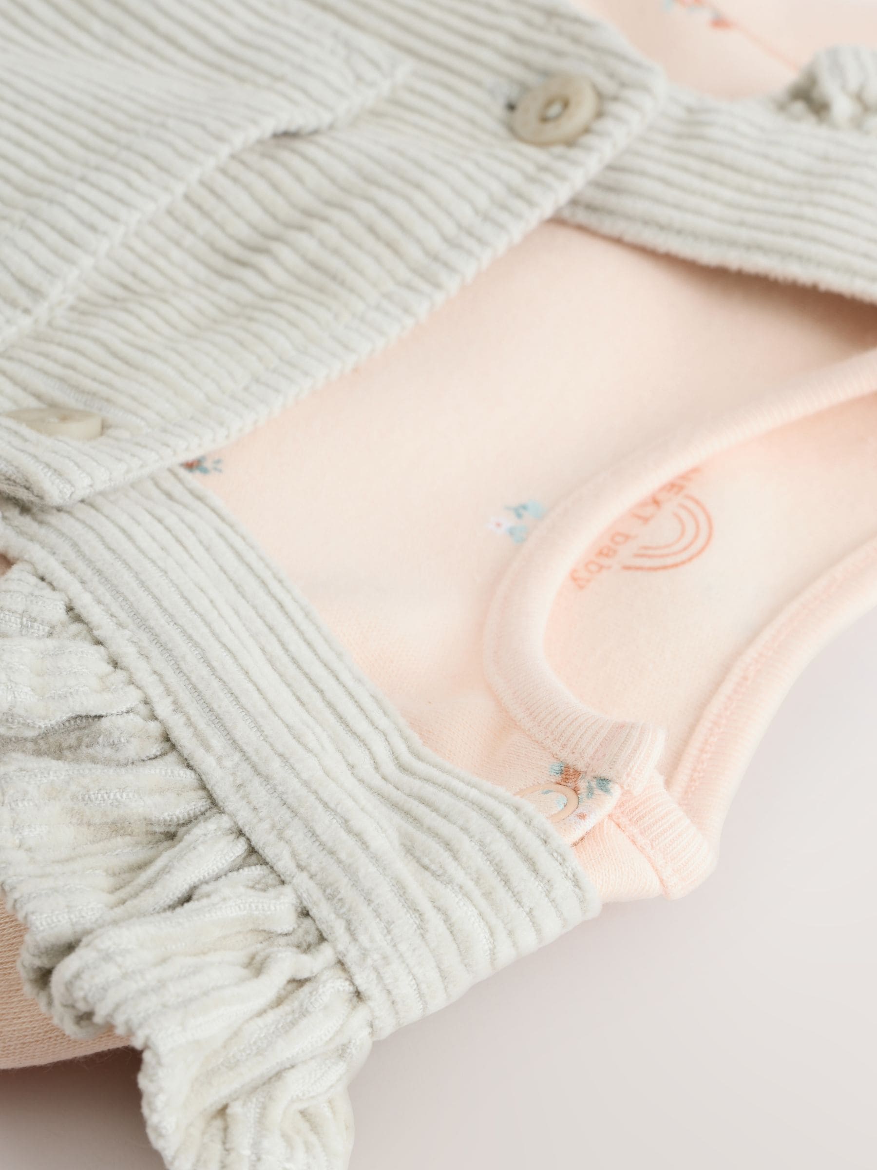 Grijs-groen - Baby Print Bodysuit met Lange mouwen en Corduroy bretelbroeken Set 2 Pieces (0mnd -2jr)