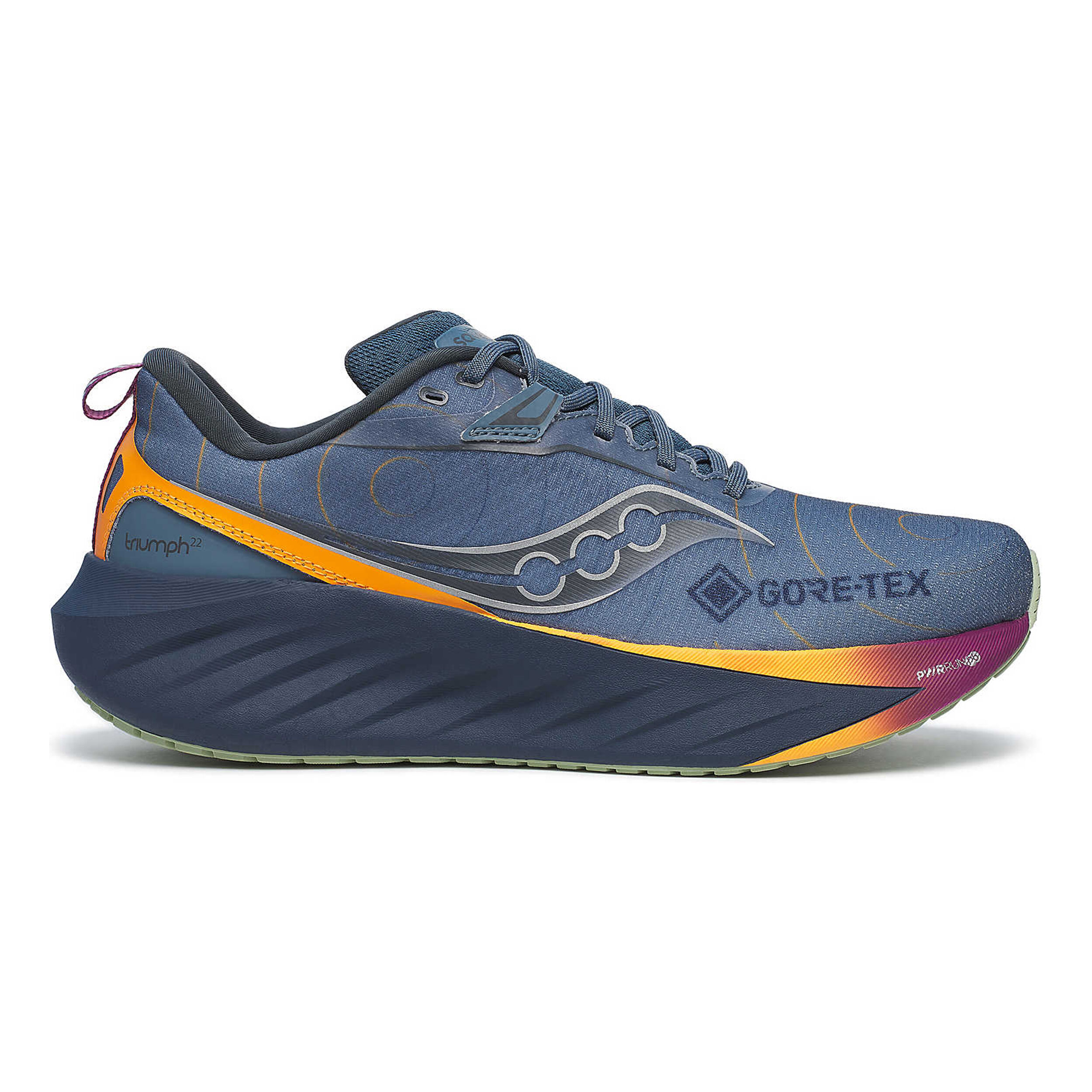 Saucony Triumph 22 GTX Chaussure De Running Sans Stabilisateurs Hommes - Bleu Gris, Orange