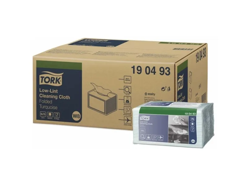 Aftørringsklud Tork Sensitiv W8 300x385 mm turkis - (8 pakker x 75 stk.)