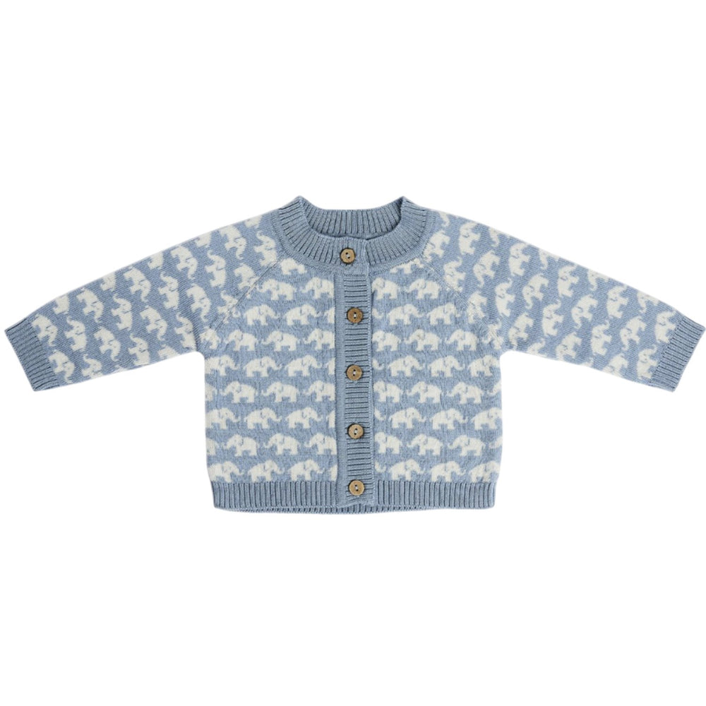 Køb Smallstuff Blue Cardigan Ao Elefanter Merino Uld