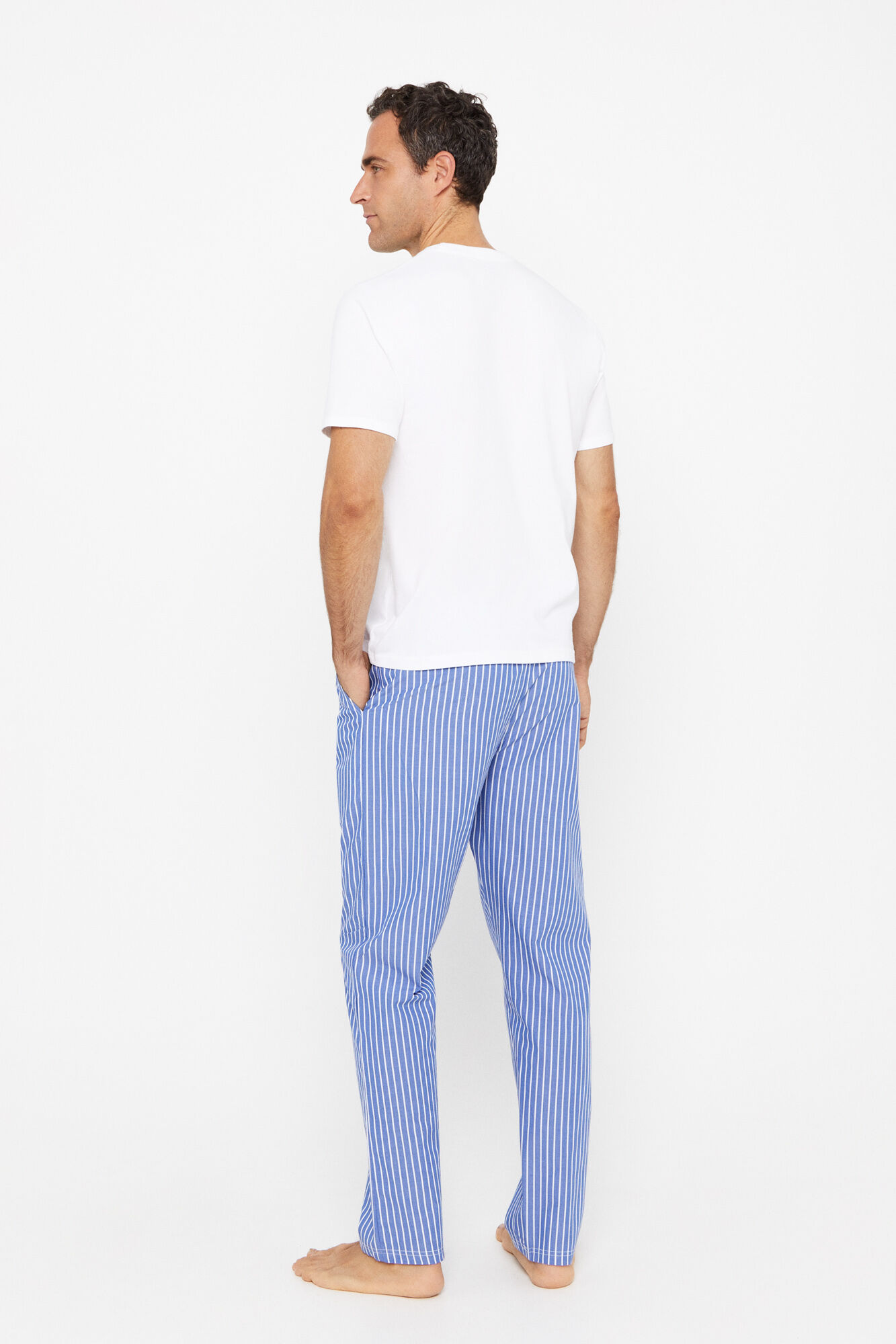 Conjunto de pijama de malha e tecido - Branco