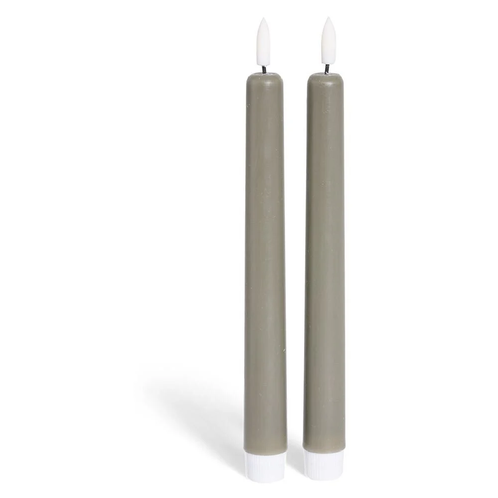 Bougie chandelle LED grise x2