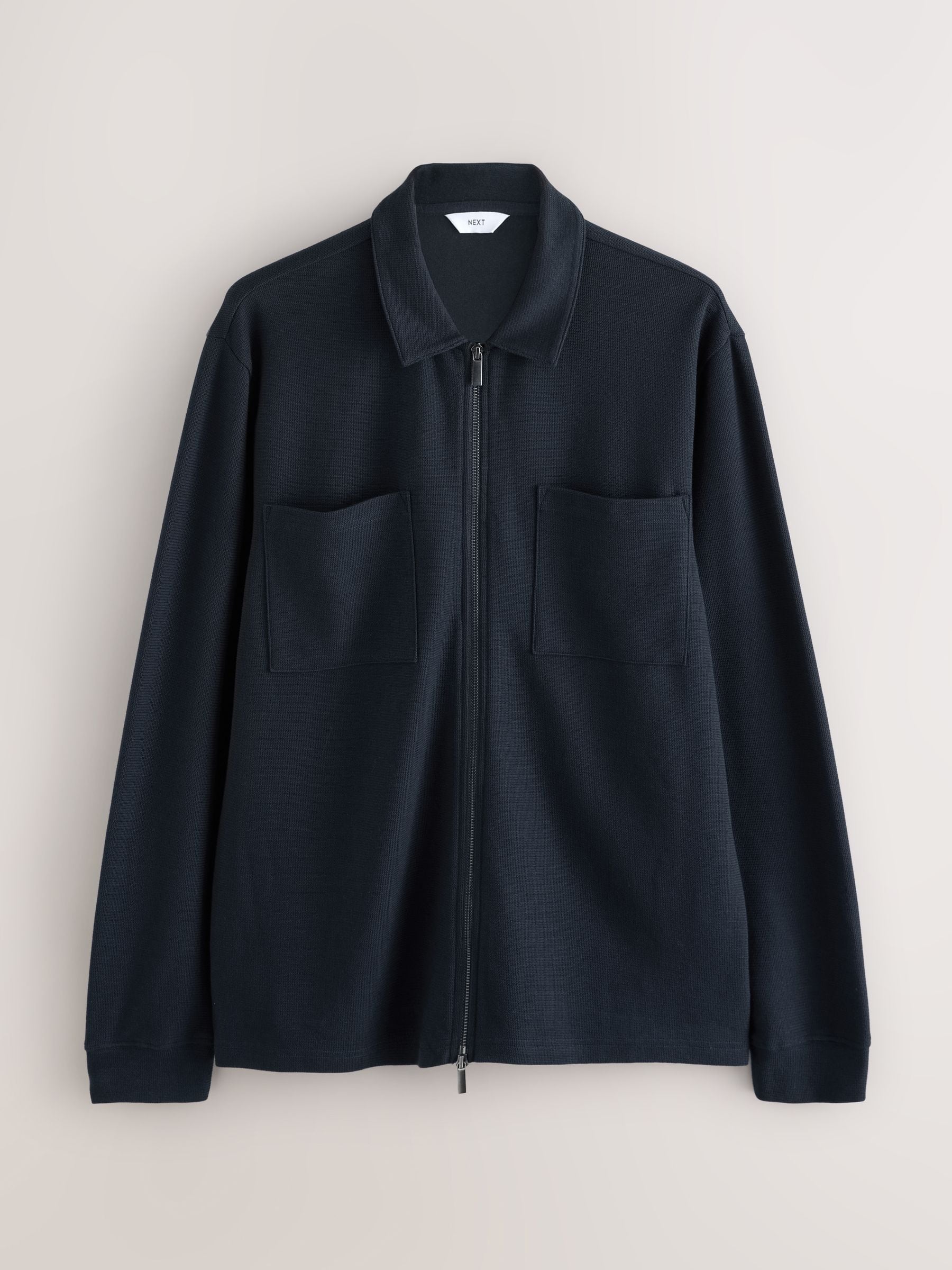 Donkerblauw - Textured Zip Through Shacket