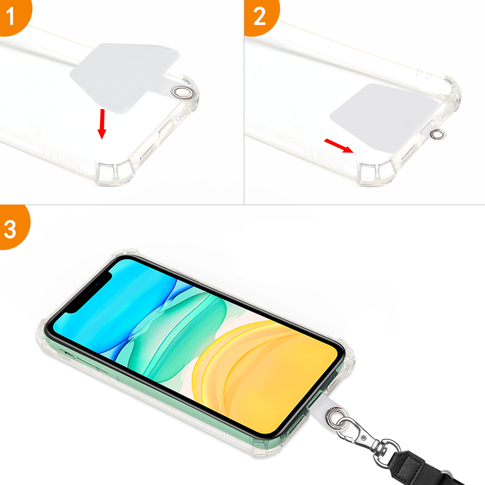 (2er Set) Universal Selbstklebende Einlagen für Necklace Umhängeband - Transparent