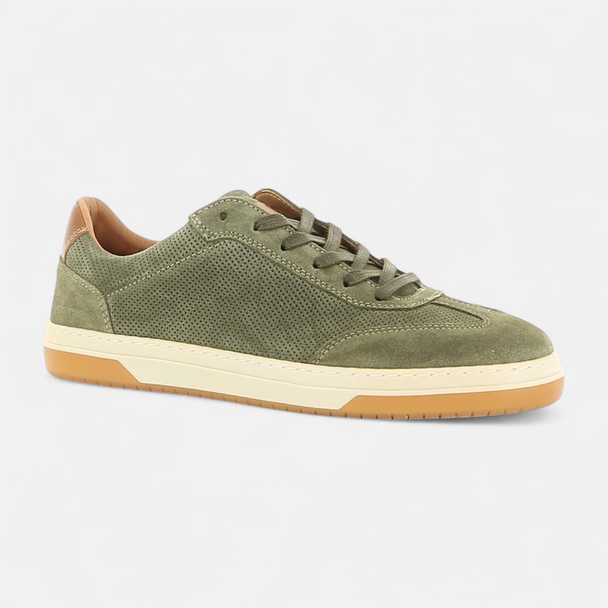 Baskets basses Homme en cuir kaki