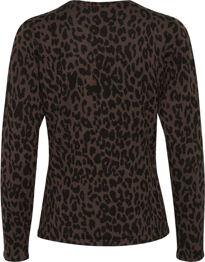 Saint Tropez ZhilaSZ R-neck Cardigan Chocolate brown leopard