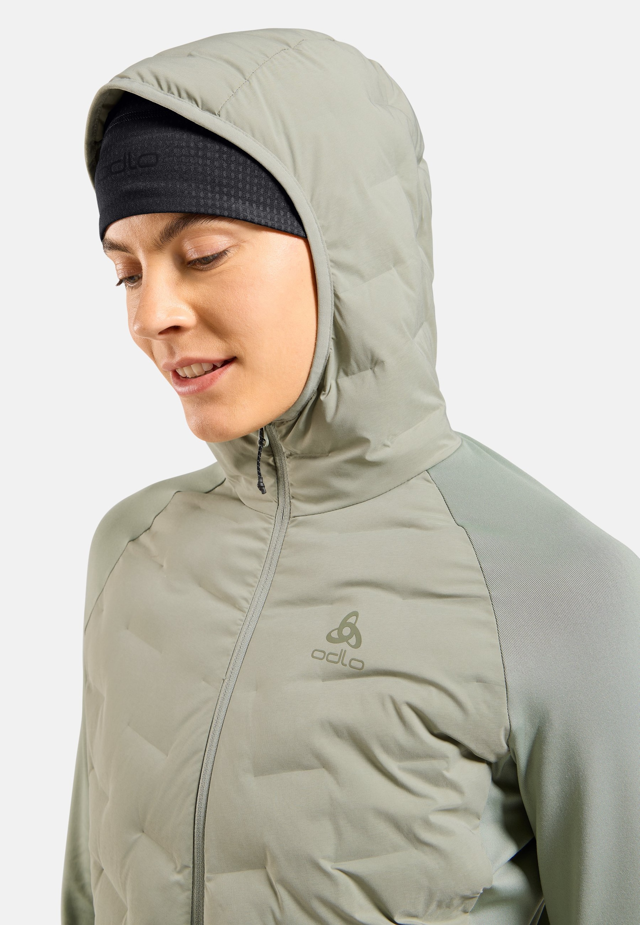 Zeroweight Insulator Hybrid Mid Layer mit Kapuze und Reissverschluss in shadow