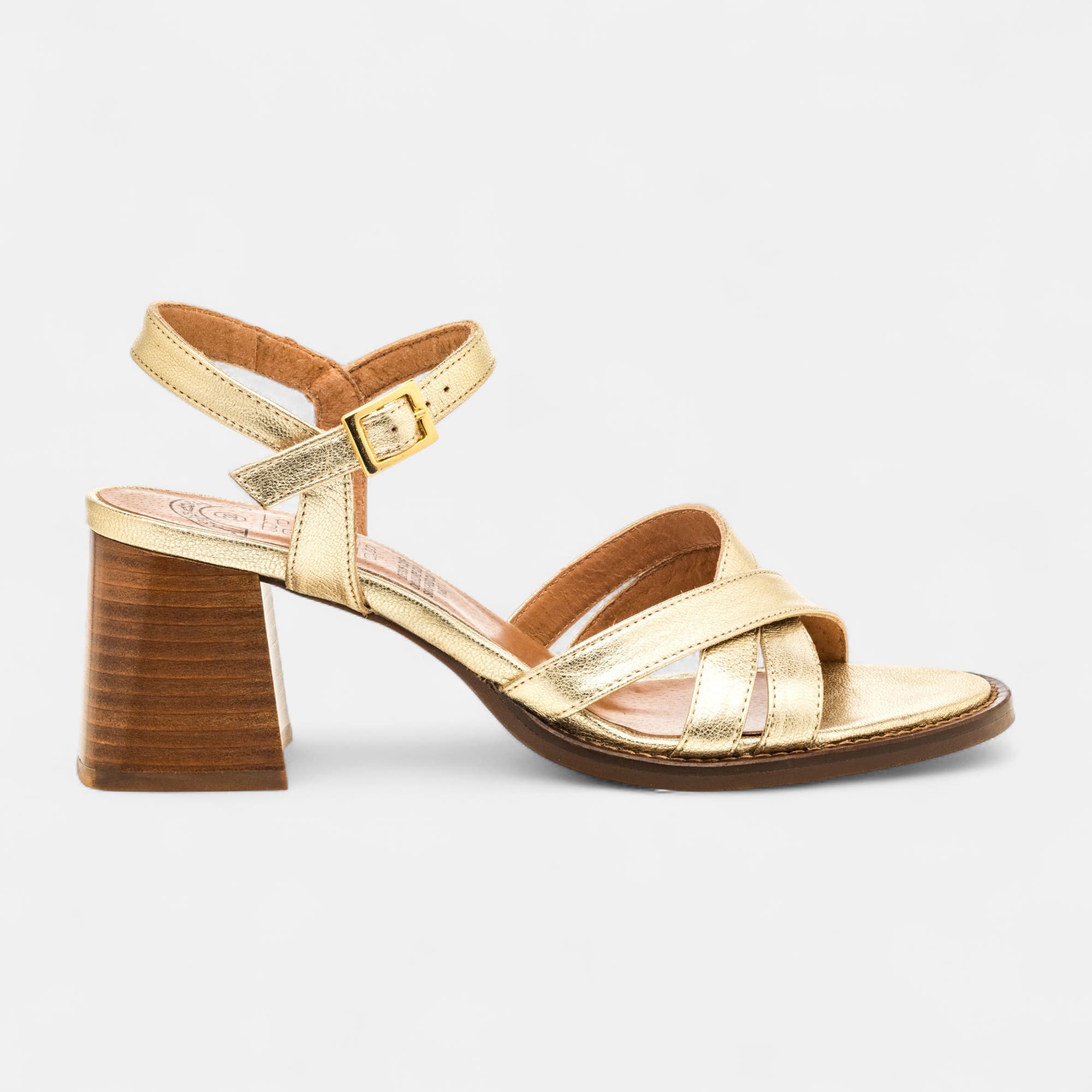 Nu-pieds à talon Femme en cuir or