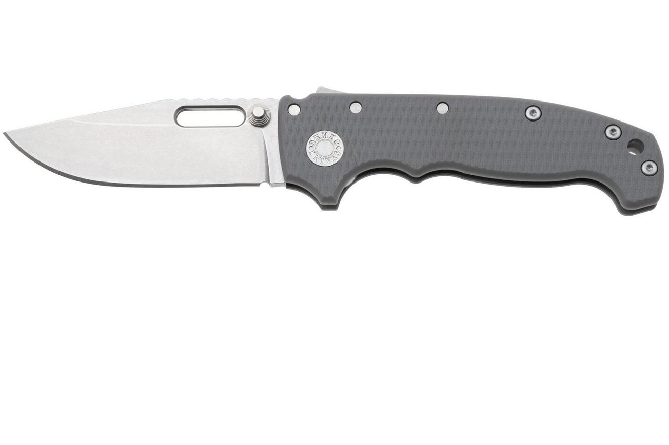 Demko MG AD20 Shark-Lock, Stonewashed MagnaCut Clip Point, MGAD20-MAG-GRY-G10, Grey G10 zakmes