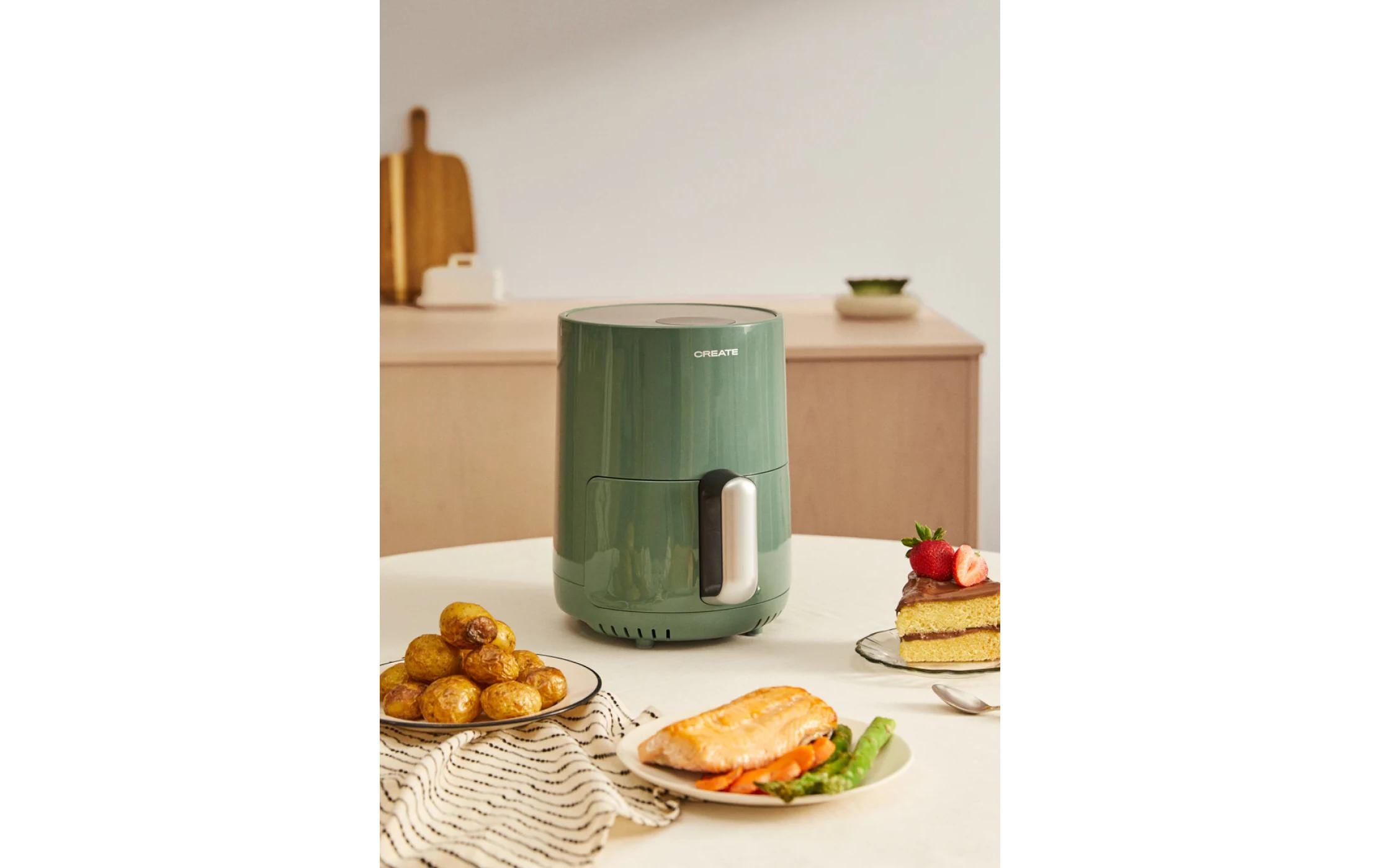 Heissluft-Fritteuse Air Fryer Salbeigrün 1.5 lKompakter Air Fryer für fettarmes Frittieren und Backen