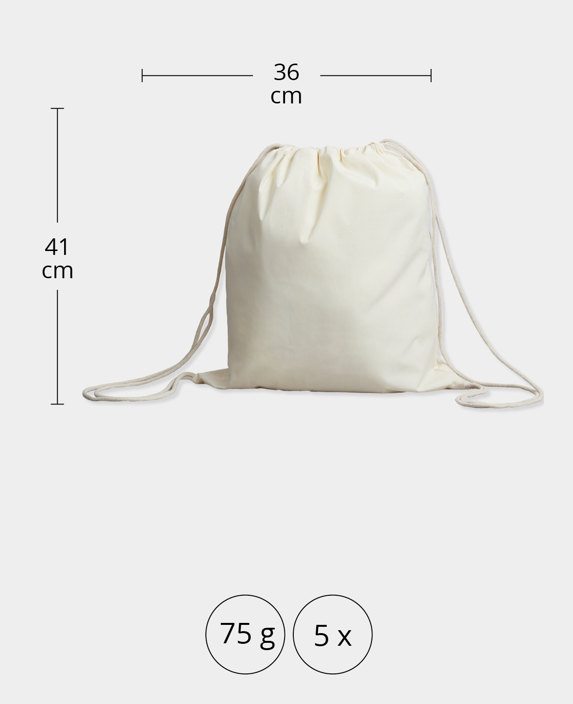 (36x41cm) Baumwolle Turnsack mit Kordel DIY Turnbeutel - Weiss