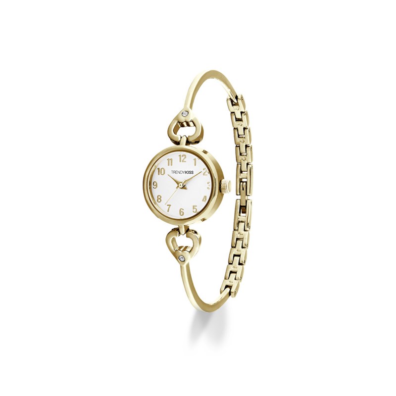 Montre femme analogique Trendy Kiss - Bracelet semi-rigide avec motif coeur et pierre - Astrid
