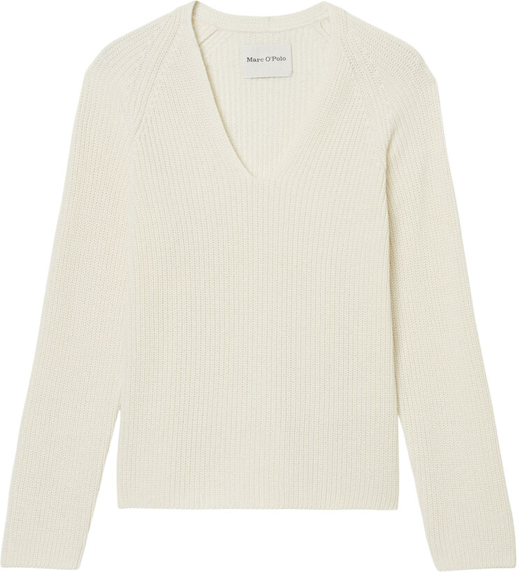 Marc O’Polo Pullover, longsleeve, v-neck White cotton