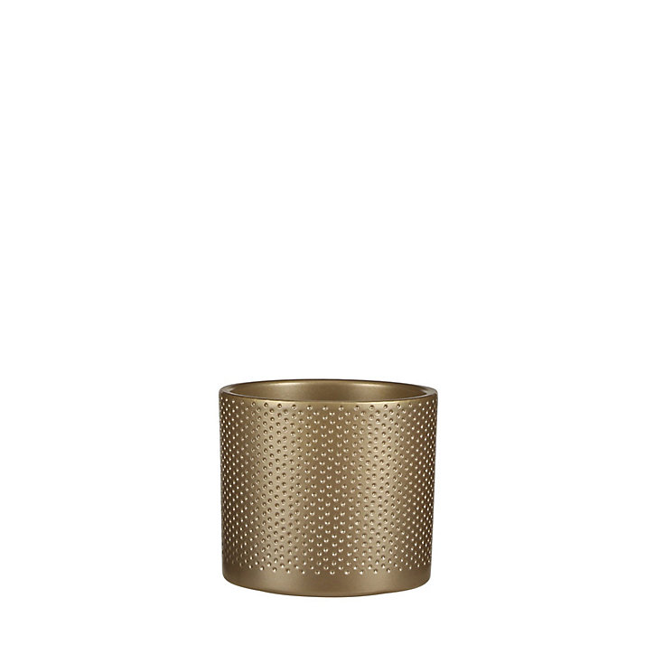 Pot rond céramique Era or ø13,5 x h.12,5 cm