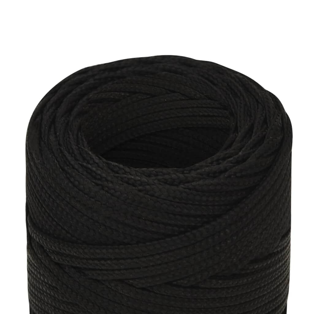 vidaXL Werktouw, zwart, 2 mm, 25 m, polyester
