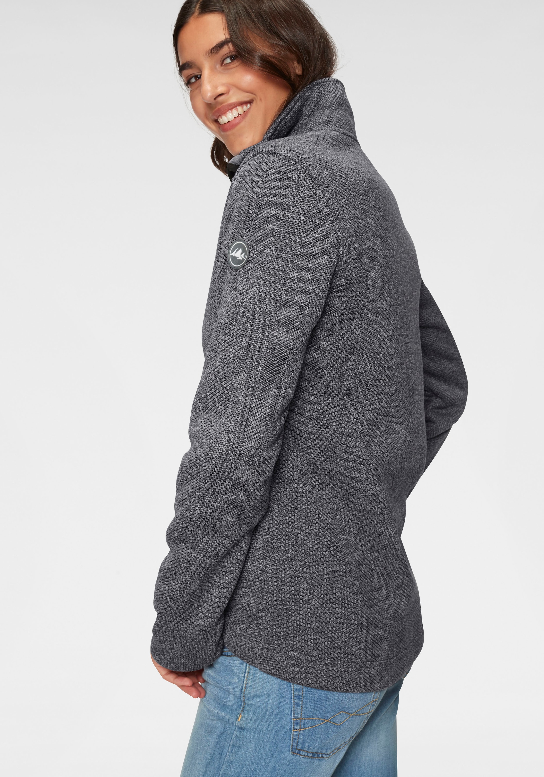 Polarino Strickfleecejacke ohne Kapuze für den Herbst,  aus wärmendem Material,  sportlicher Stil