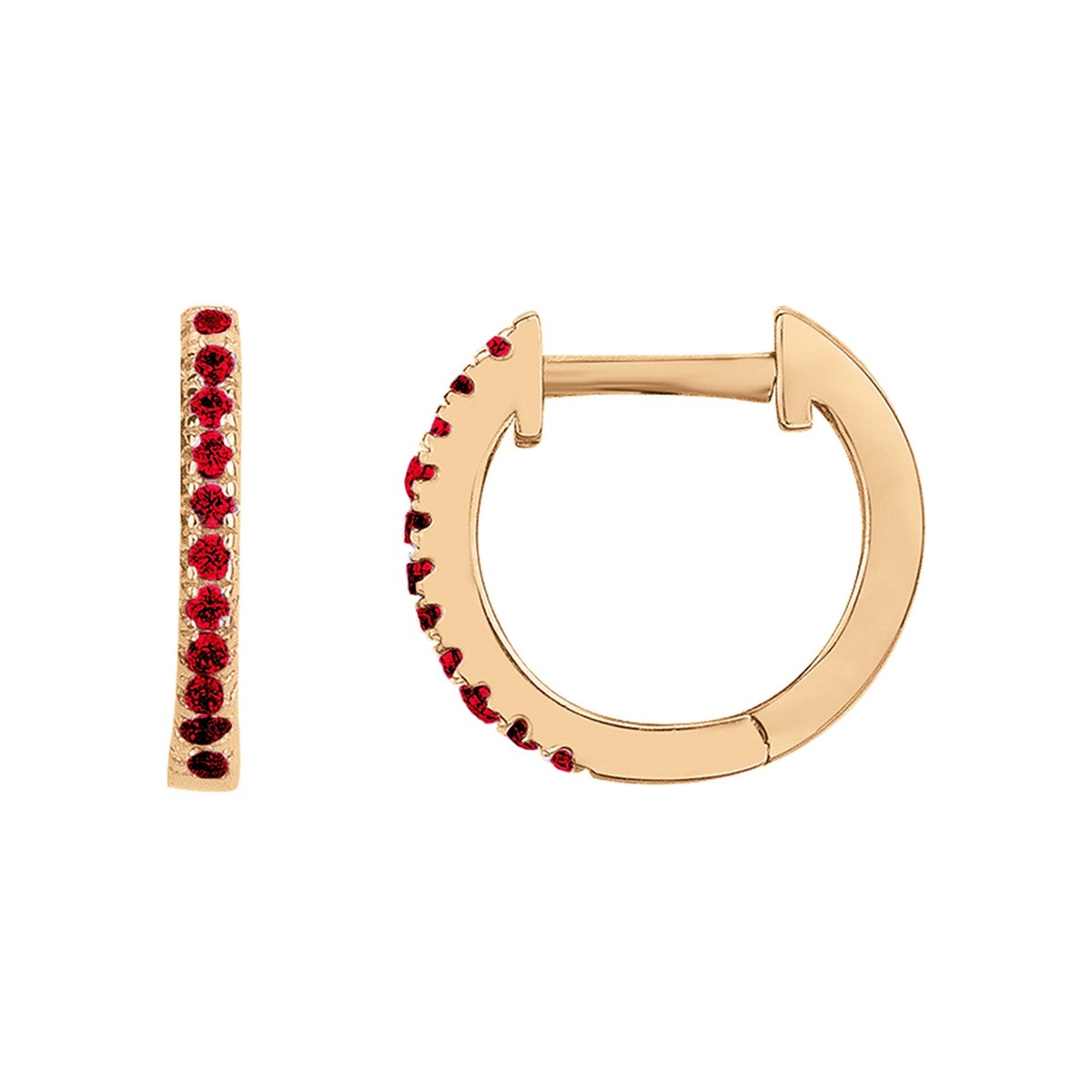 Boucles d'oreilles en Plaqué Or avec spinelle rouge rubis