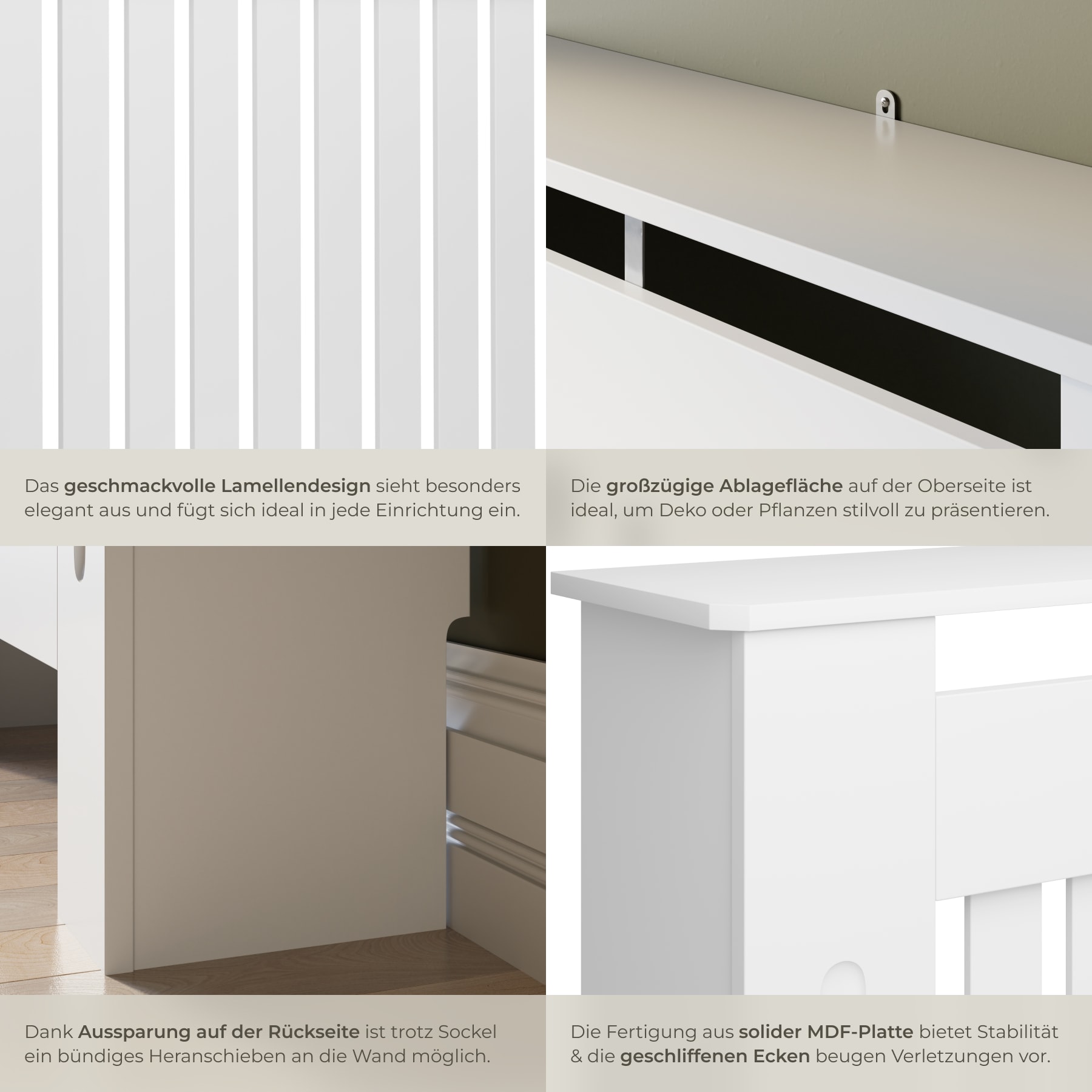 tectake® Heizkörperabdeckung, verschiedene Größen, robuste MDF-Platte, optimale Luftzirkulation