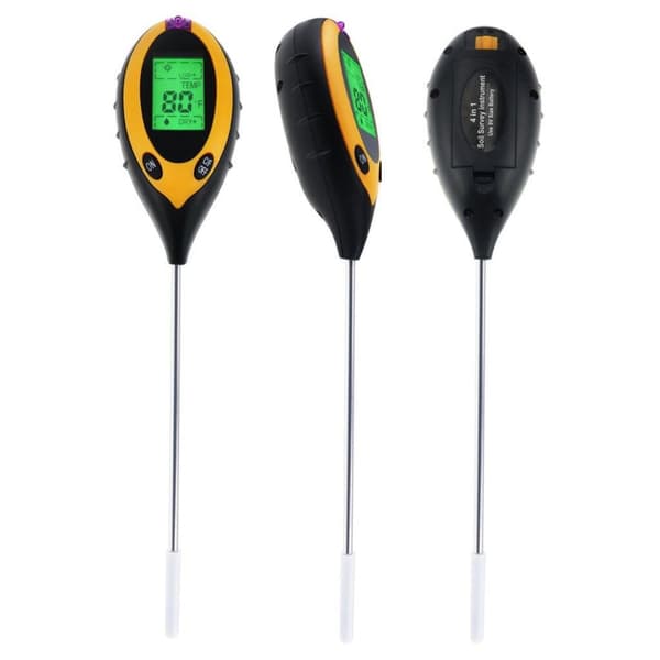 4 i 1 Digital pH -måler for jord, fuktighet, lys, jordtemperatur