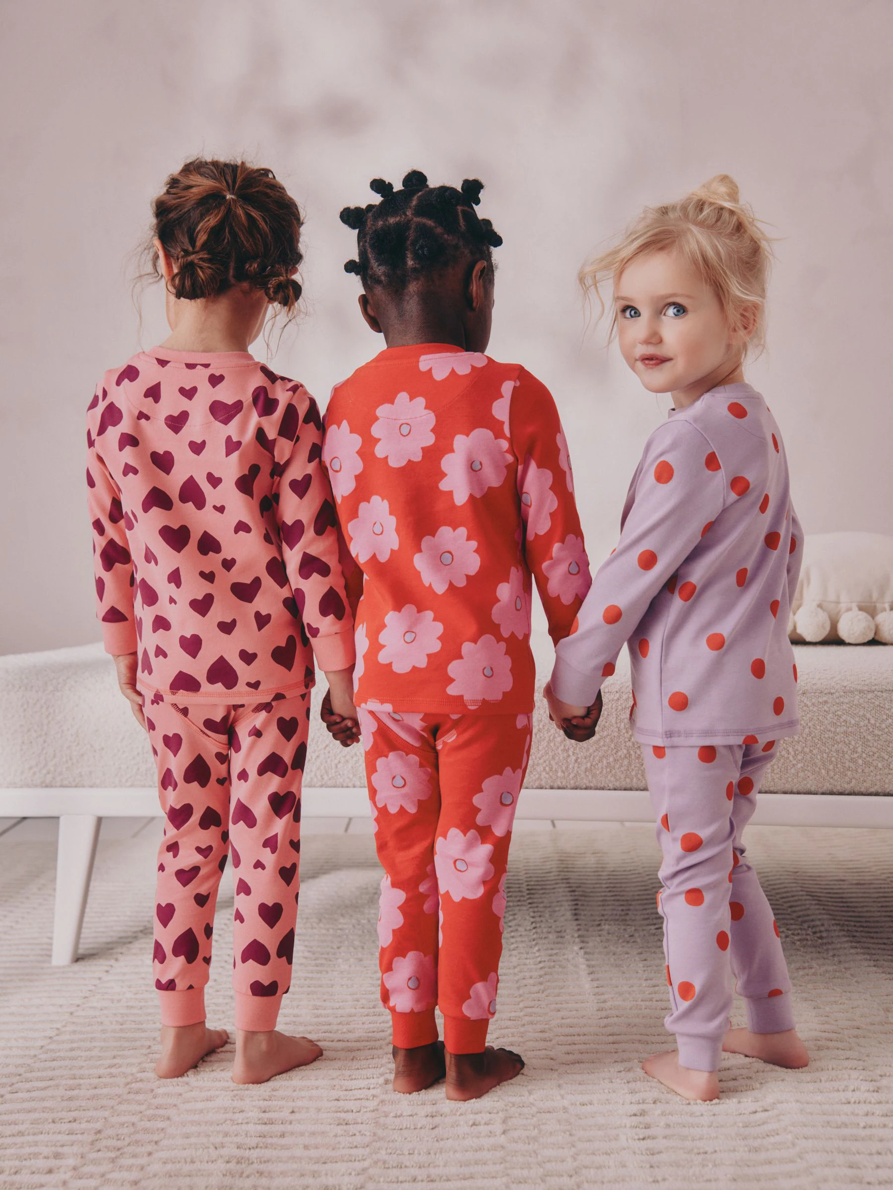 Rood/Roze Stampy-print - Verpakking van 3 knusse pyjama's (9 mnd-16 jr)