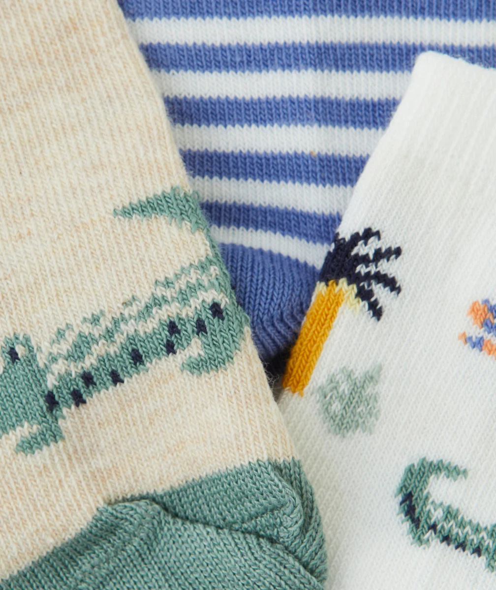 LOT DE 3 PAIRES DE CHAUSSETTES BÉBÉ GARÇON AVEC IMPRIMÉS