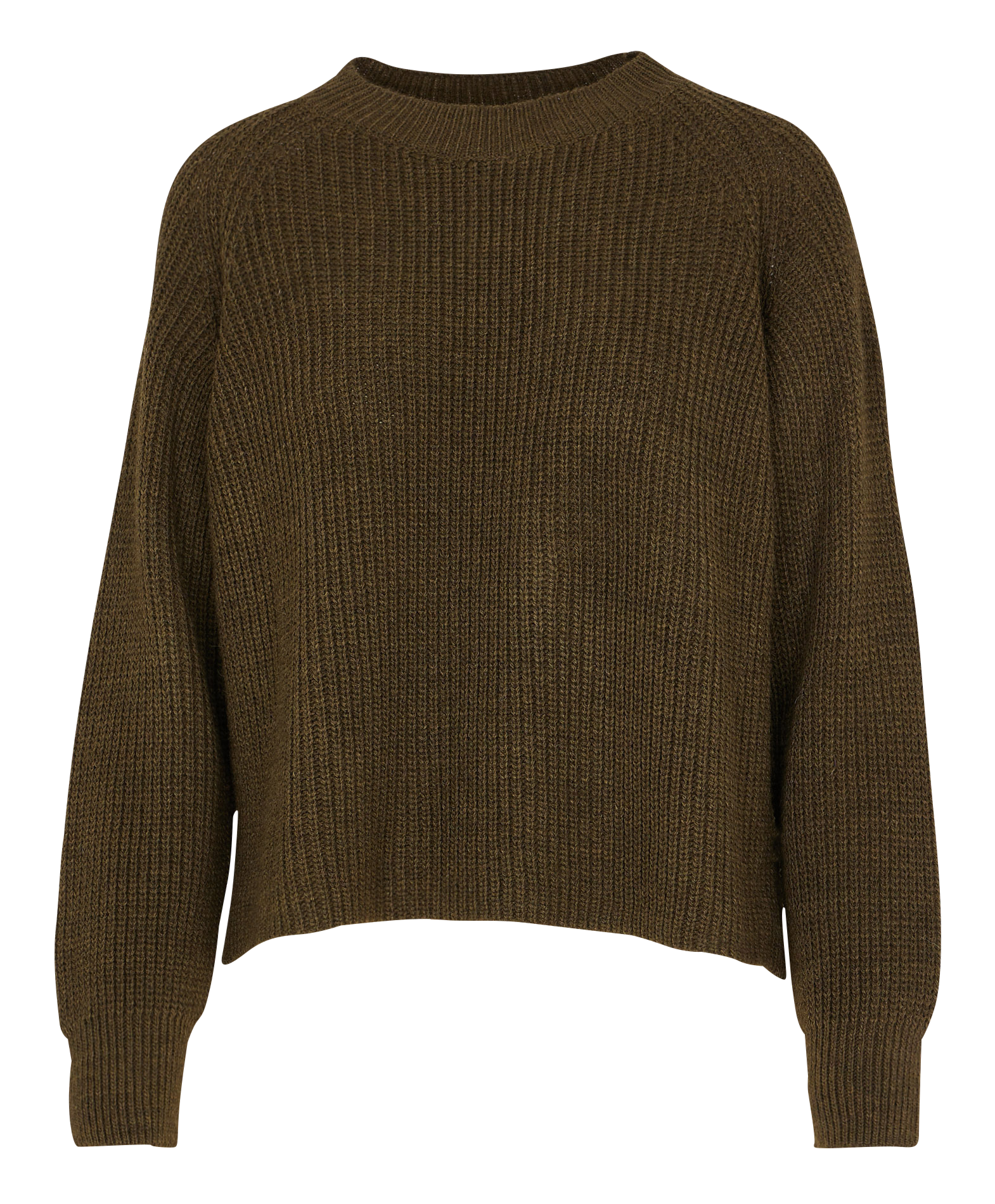 Pull ample col rond en maille mélangée | Vert