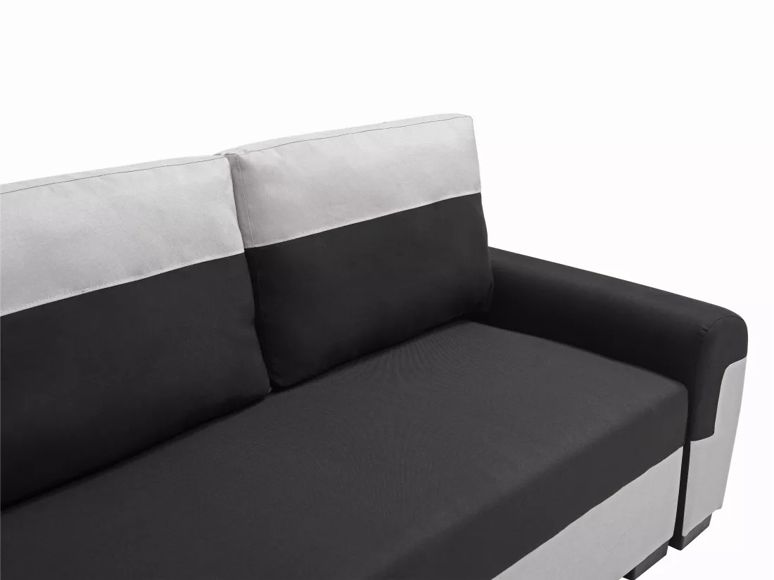 Canapé 3 places convertible en tissu noir et gris clair GABY II