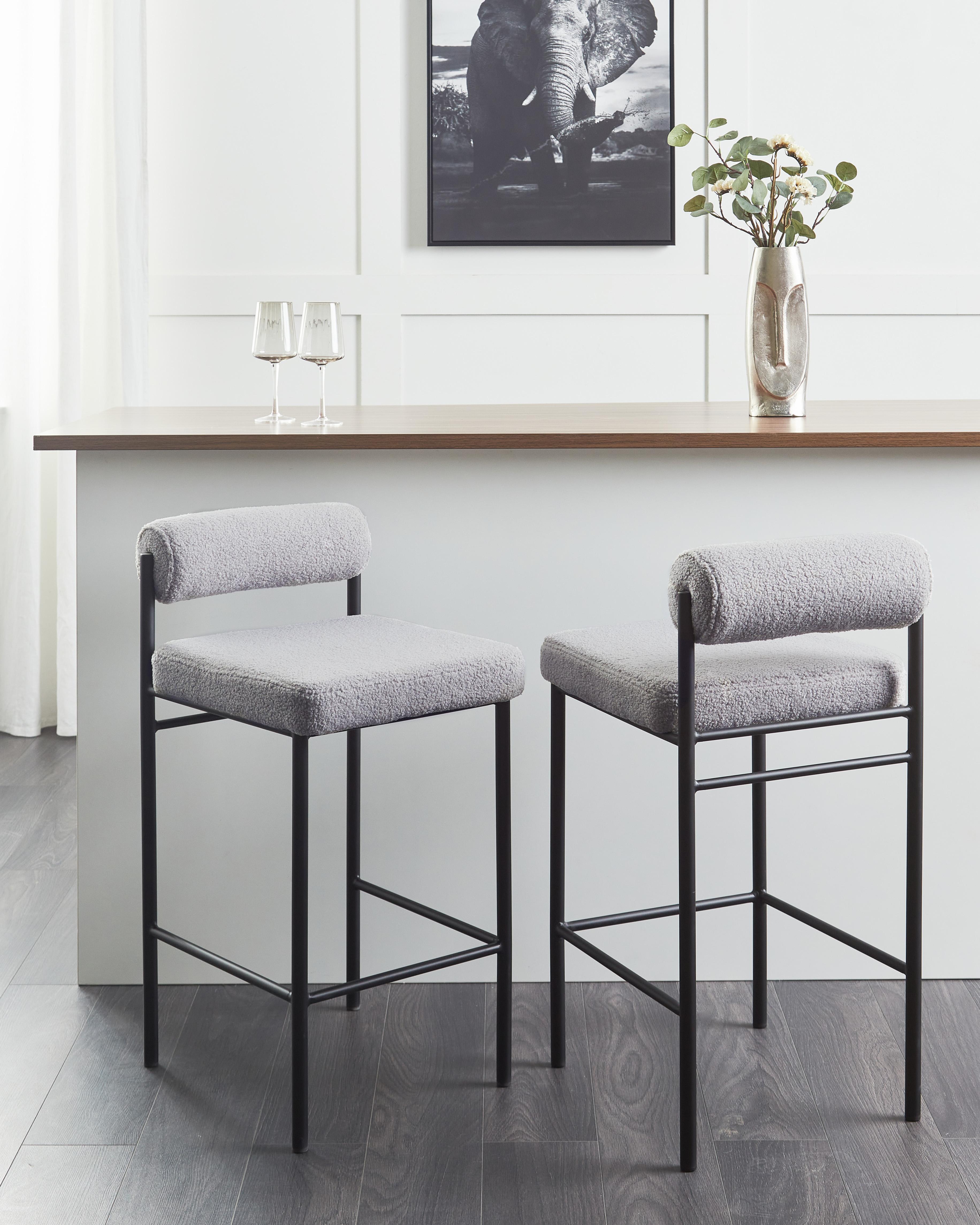 Set van 2 barstoelen AMAYA Bouclé Grijs