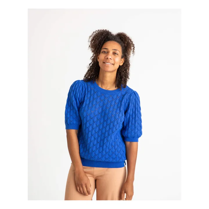 Matona Pull Ajouré Coton Bio | Bleu roi