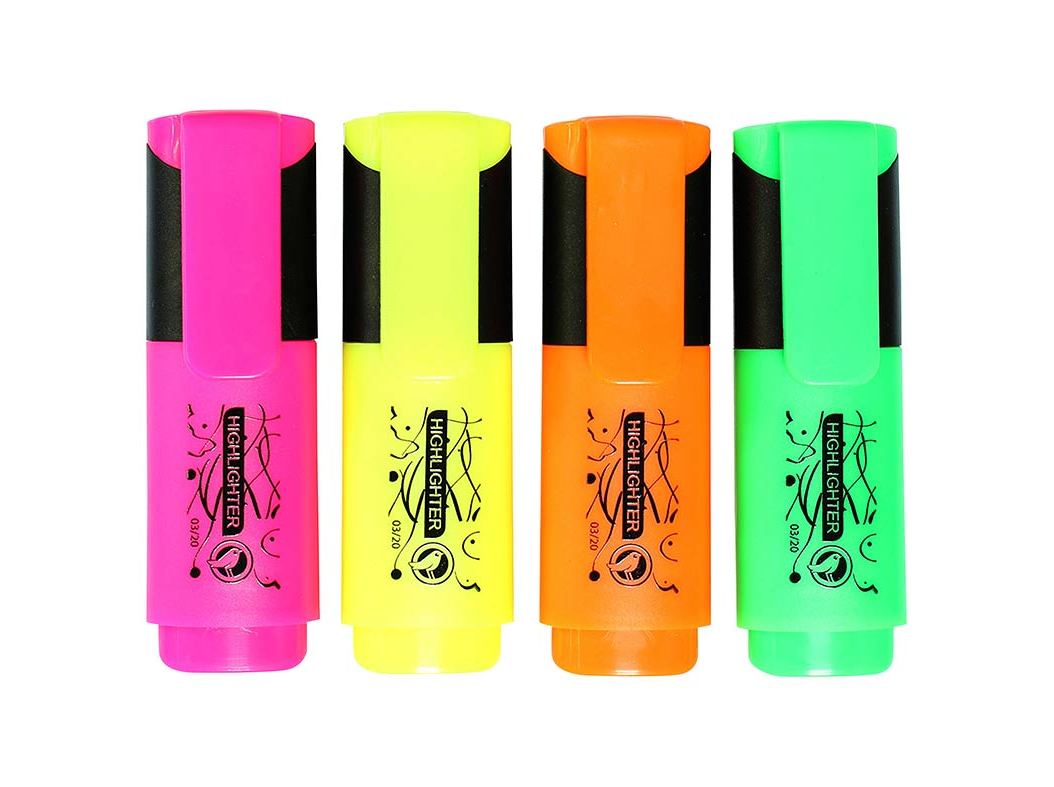 CONJUNTO DE 4 MINI SUBLINHADORES AUCHAN FLUORESCESTES
