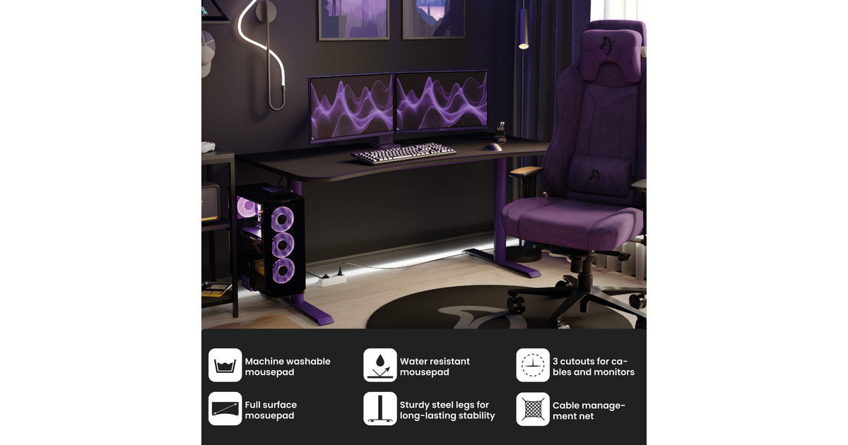 ArozziArena Gaming Desk - Purple  (Paars)