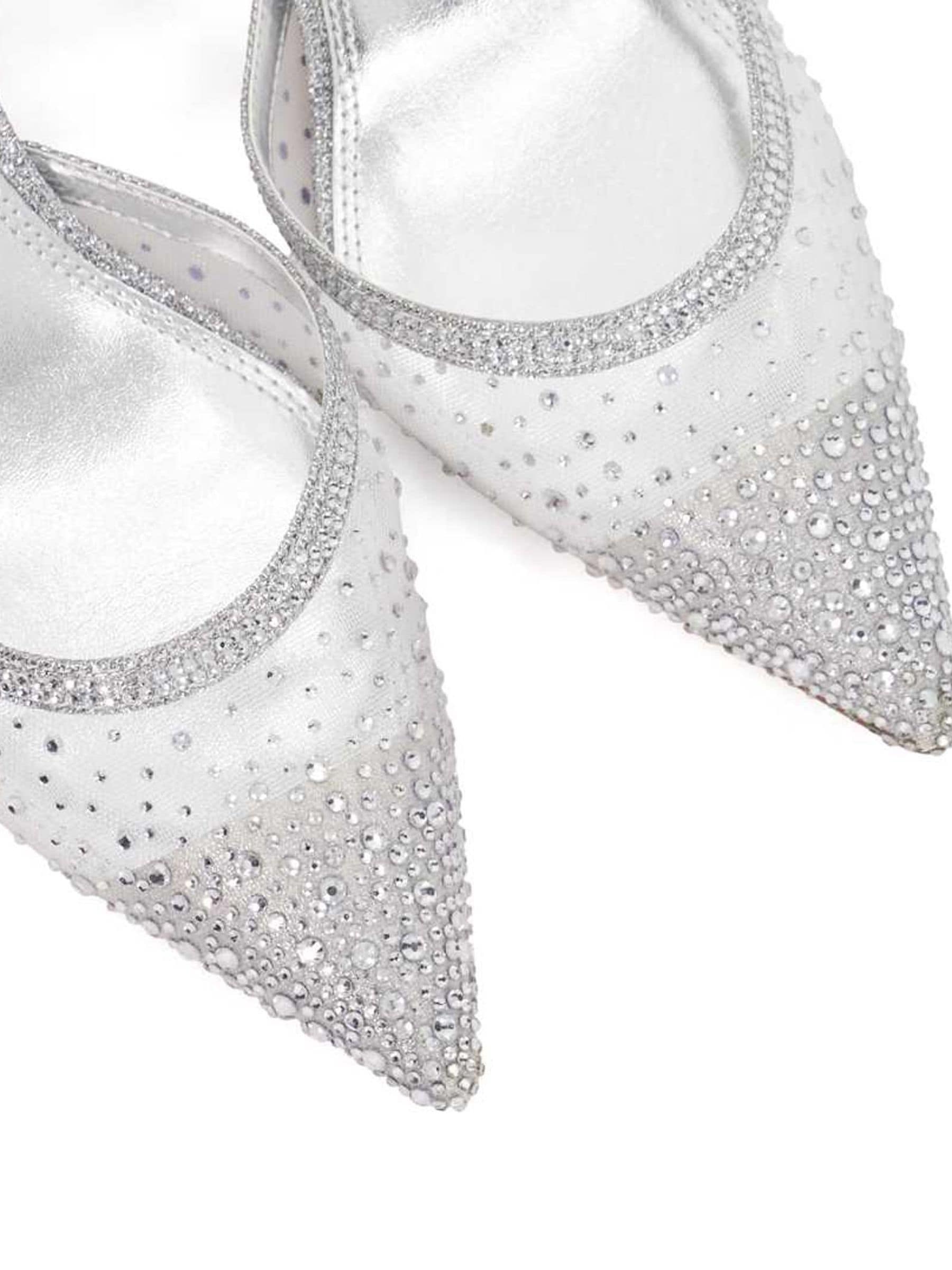 Zilver - Dune London Charismatic Pointed Metallised Fibre Slingback Heels