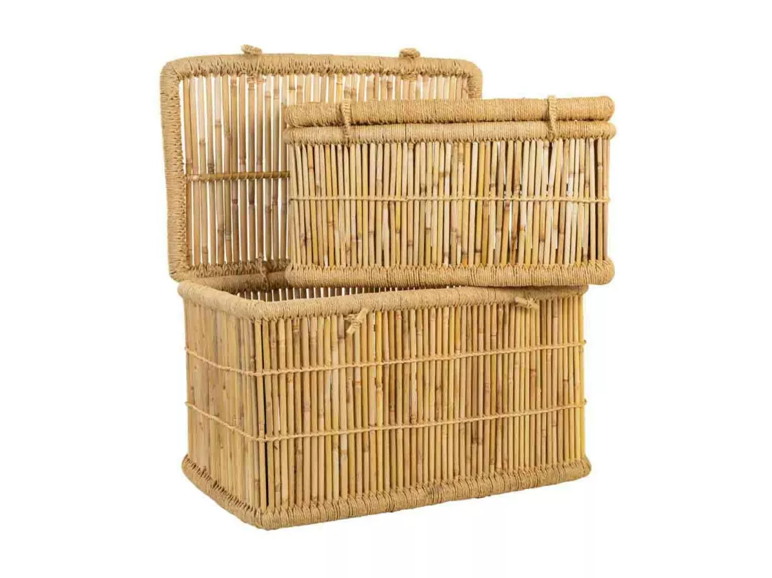 Lot de 2 paniers à linge en bambou 75x52x40